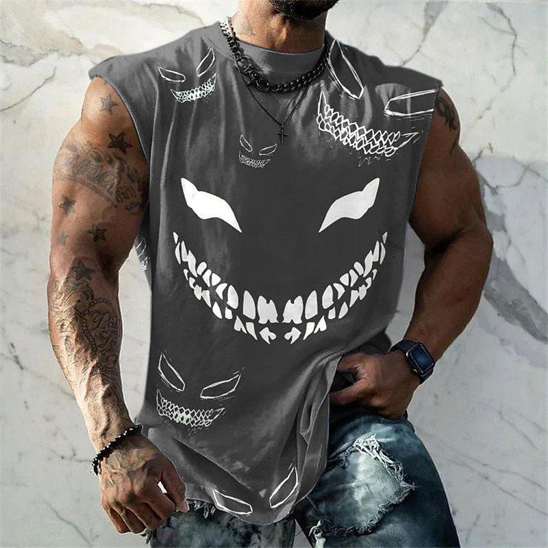 Men's 3D Printed Crew Neck Tank Top 42452111YY