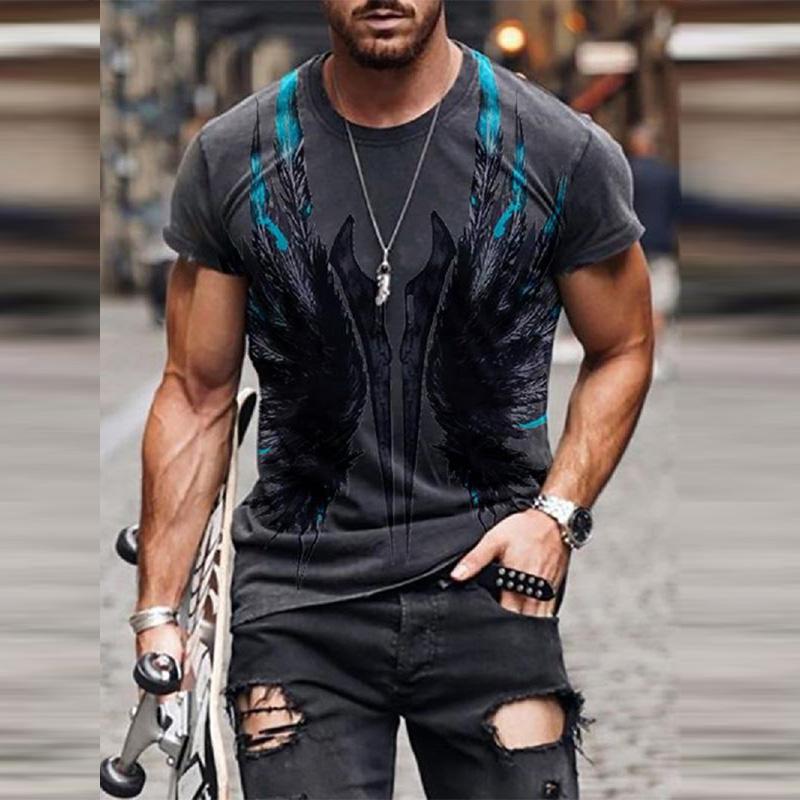 Men's Casual Motorcycle 3D Printing Loose Pullover Short-sleeved T-shirt 22437809YM