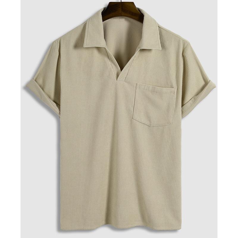 Men's Corduroy Lapel Short Sleeve POLO 54684052YM