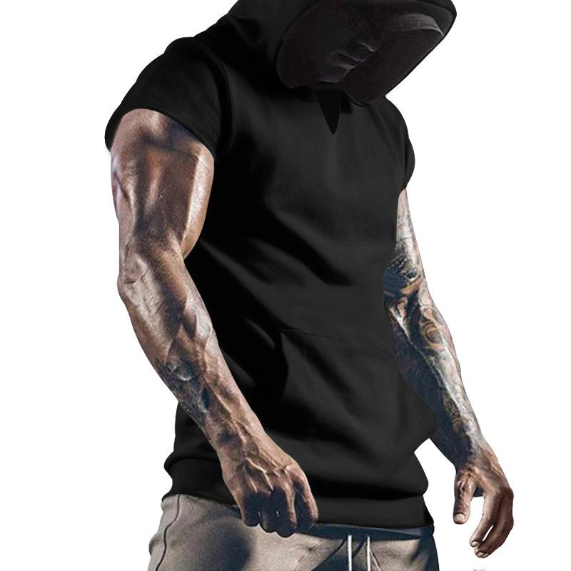 Men's Loose Casual Hoodie Sports Short Sleeve T-Shirt 01323485YM