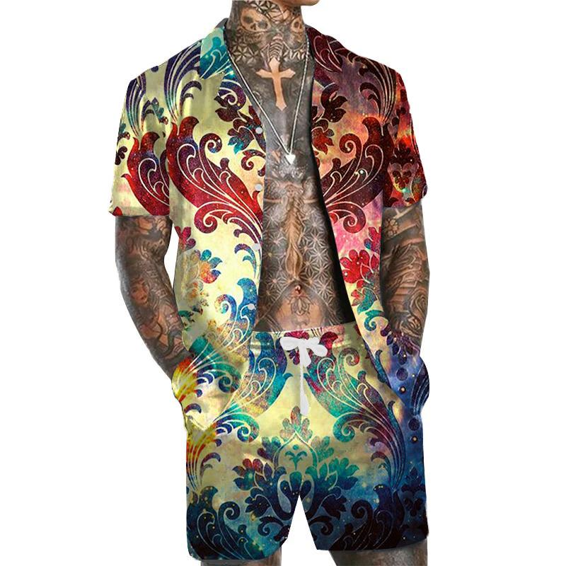 MEN'S SHORT SLEEVE SHIRT BEACH SUIT 84882939YM