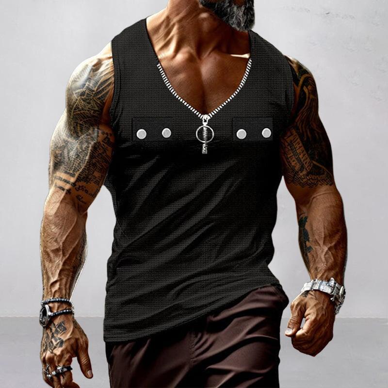 Men's Fashion Textured  Zipper Tank 77952505YY