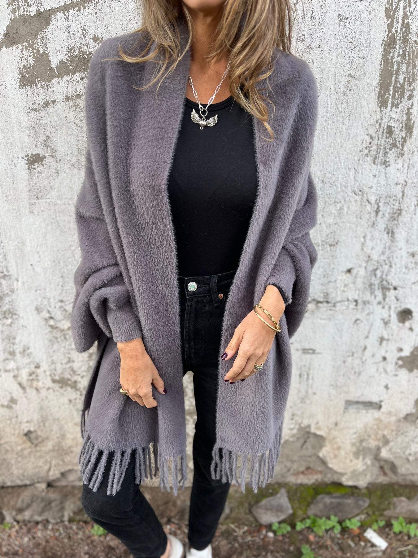 Oversized wrap scarf cardigan for women
