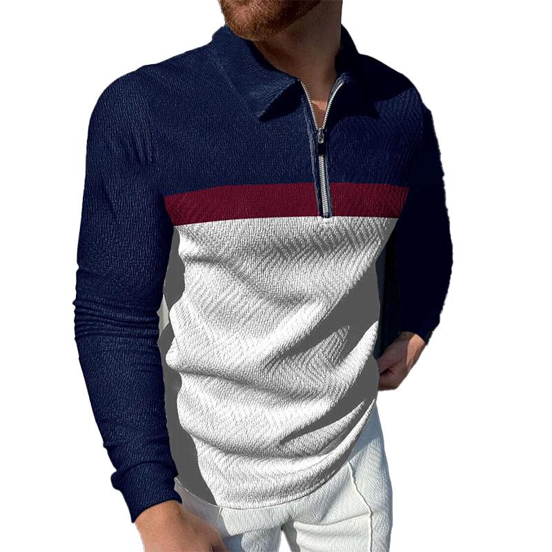 Men's Casual Long Sleeve Polo Shirt 86025426YM