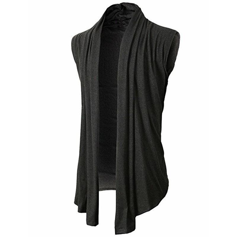 Men's Solid Color Sleeveless Knit Cardigan 28656829L