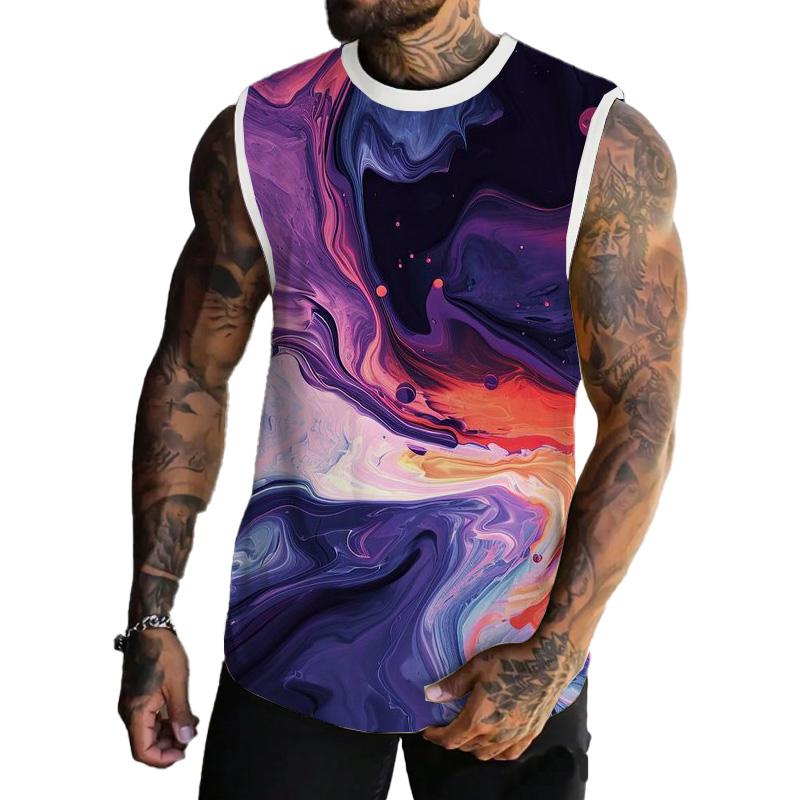 MEN'S BASIC PRINTED ROUND NECK VEST 48680953YM