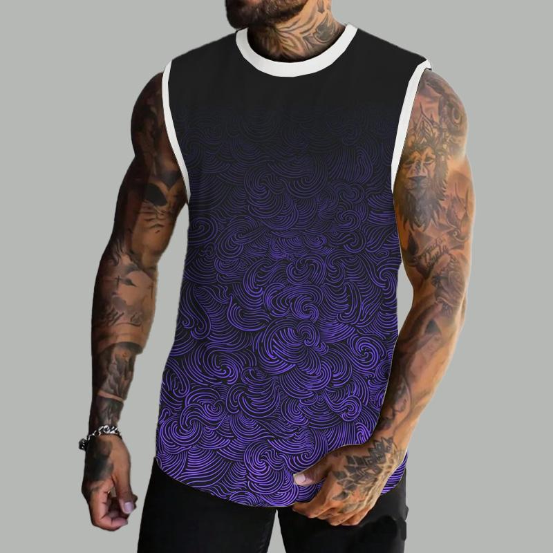 Men's Basic Printed Round Neck Vest 54182887YM