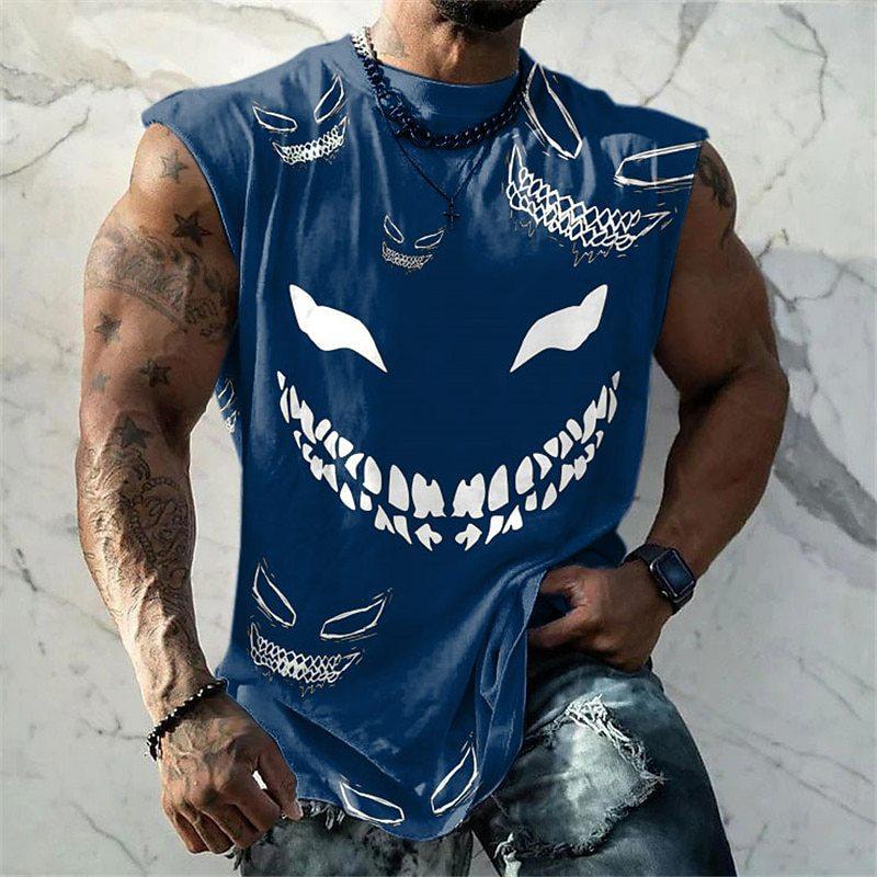 Men's 3D Printed Crew Neck Tank Top 42452111YY