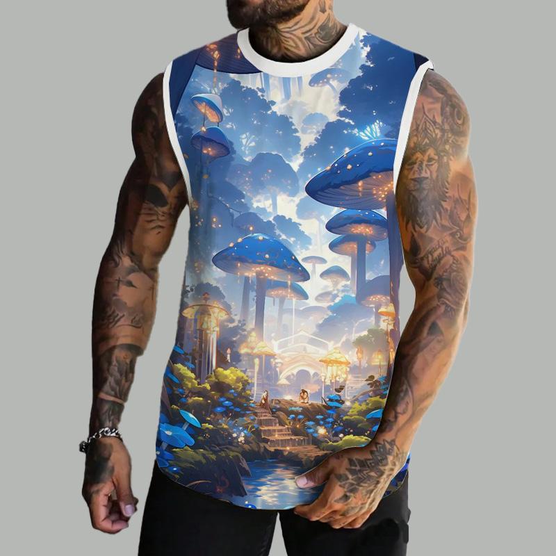 MEN'S BASIC PRINTED ROUND NECK VEST 63790351YM