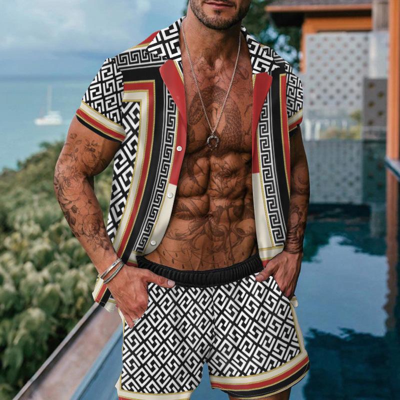 Men's Hawaiian Casual Two-Piece Set 28760263YM