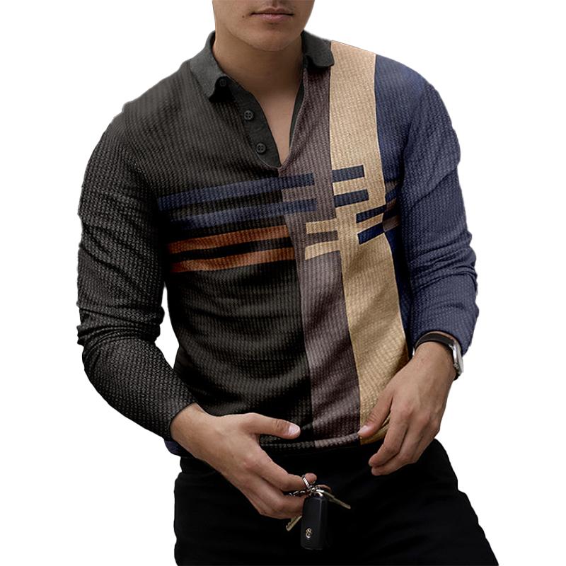 Men's Printed Loose Quick-drying Lapel T-shirt 69654725YM