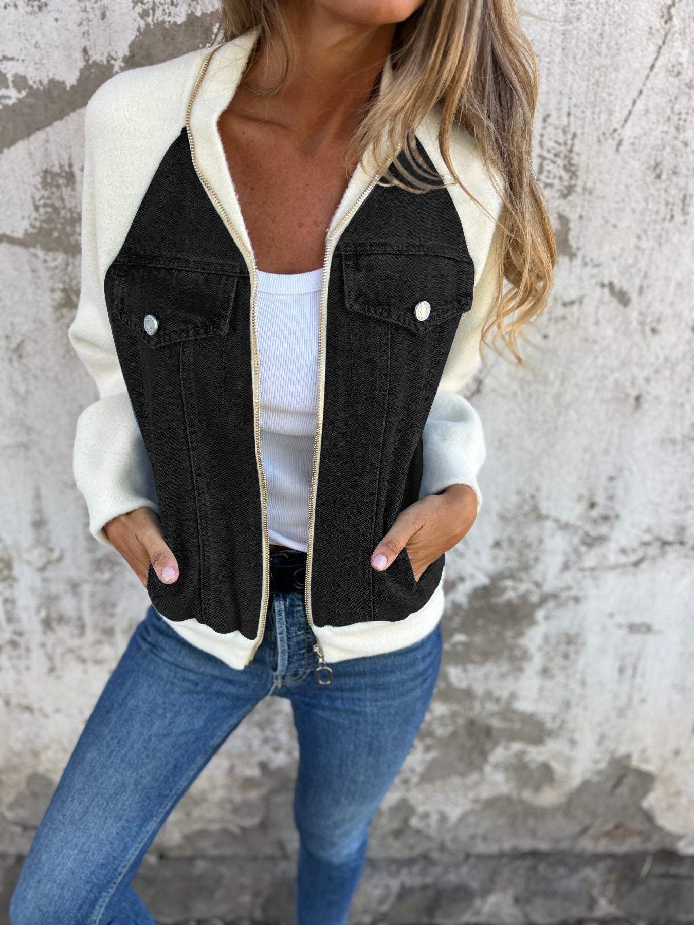 Casual long sleeve v-neck jacket for women