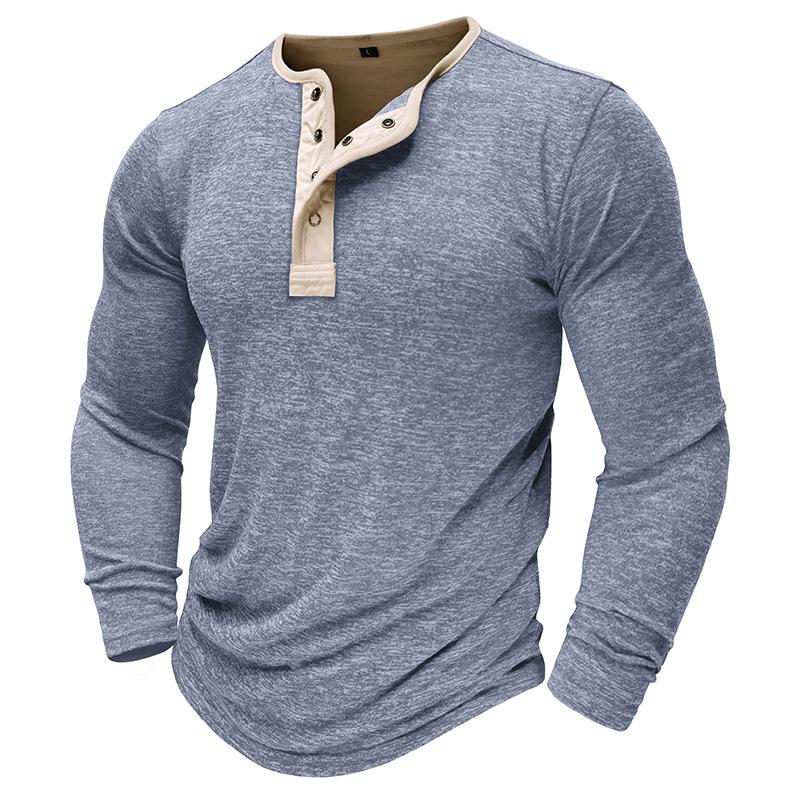 Men's Long Sleeve T-shirt Outdoor Bottoming Henley Shirt 67667932L