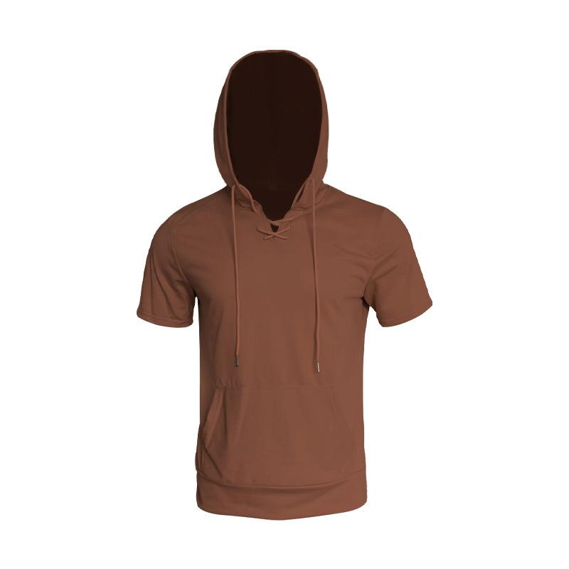 Men's Loose Casual Hooded Short Sleeve T-Shirt 07218528YM