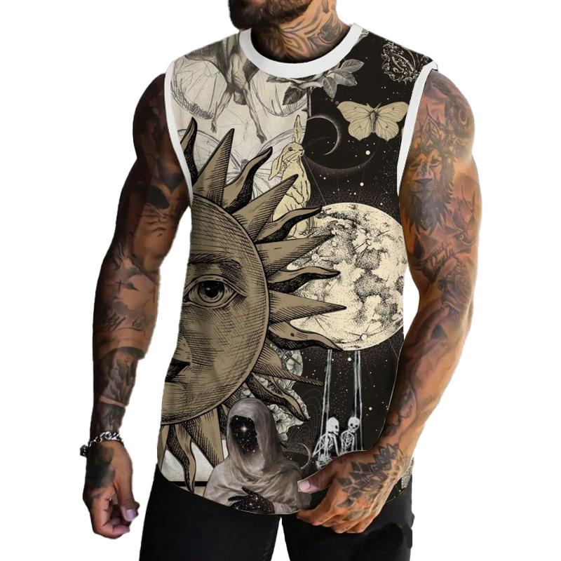 MEN'S BASIC PRINTED ROUND NECK VEST 33609798YM