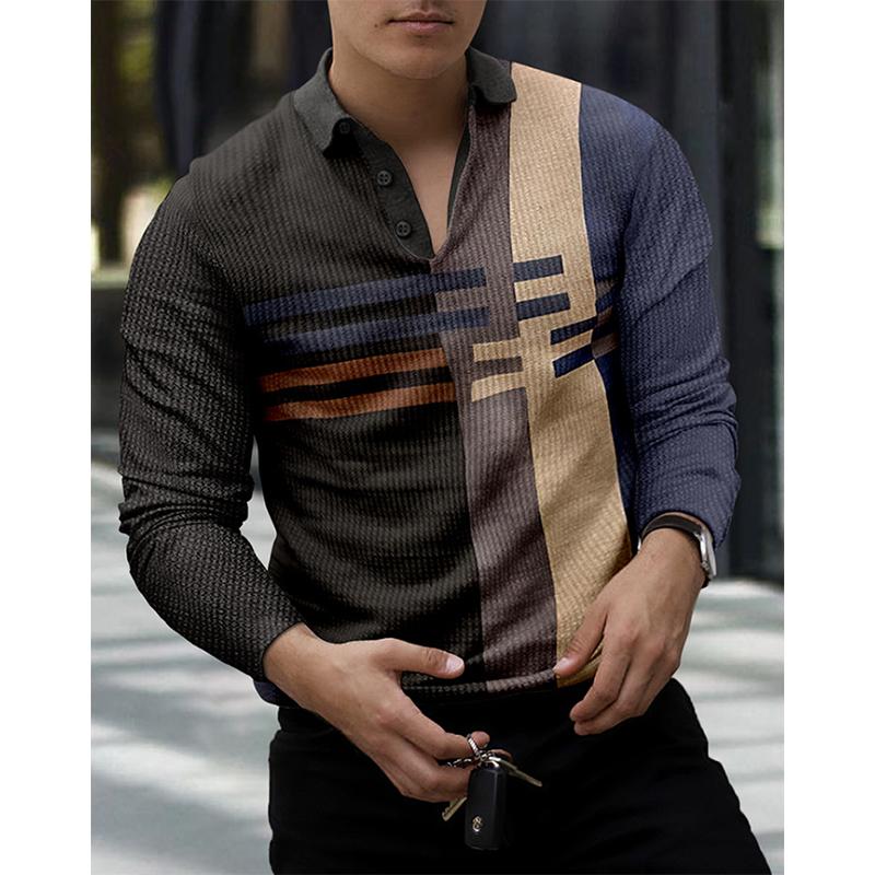 Men's Printed Loose Quick-drying Lapel T-shirt 69654725YM