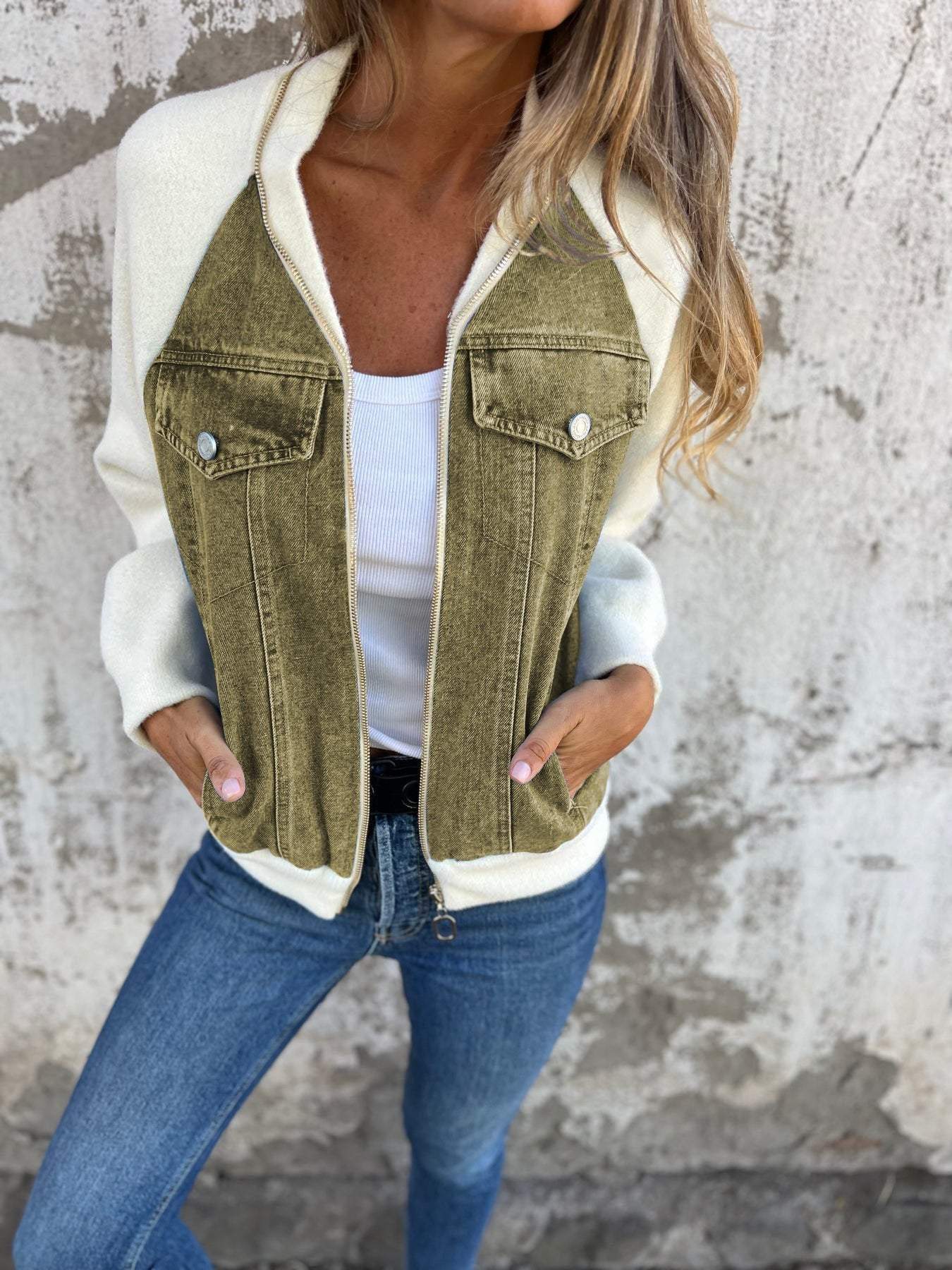 Casual long sleeve v-neck jacket for women