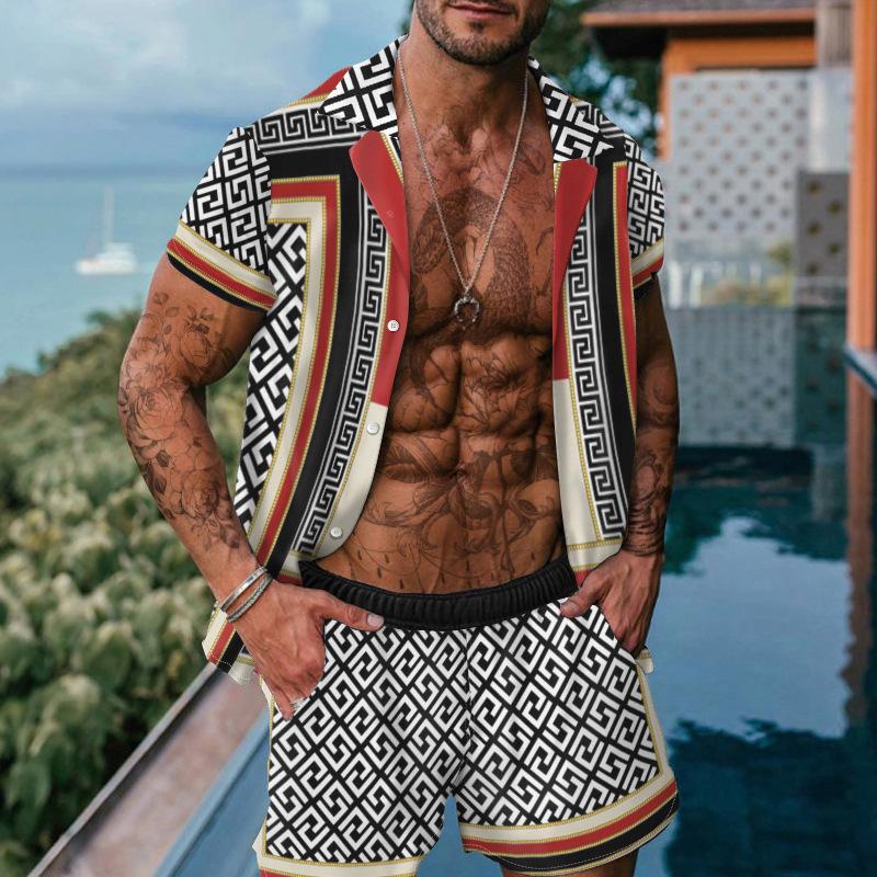 Men's Hawaiian Casual Two-Piece Set 28760263YM