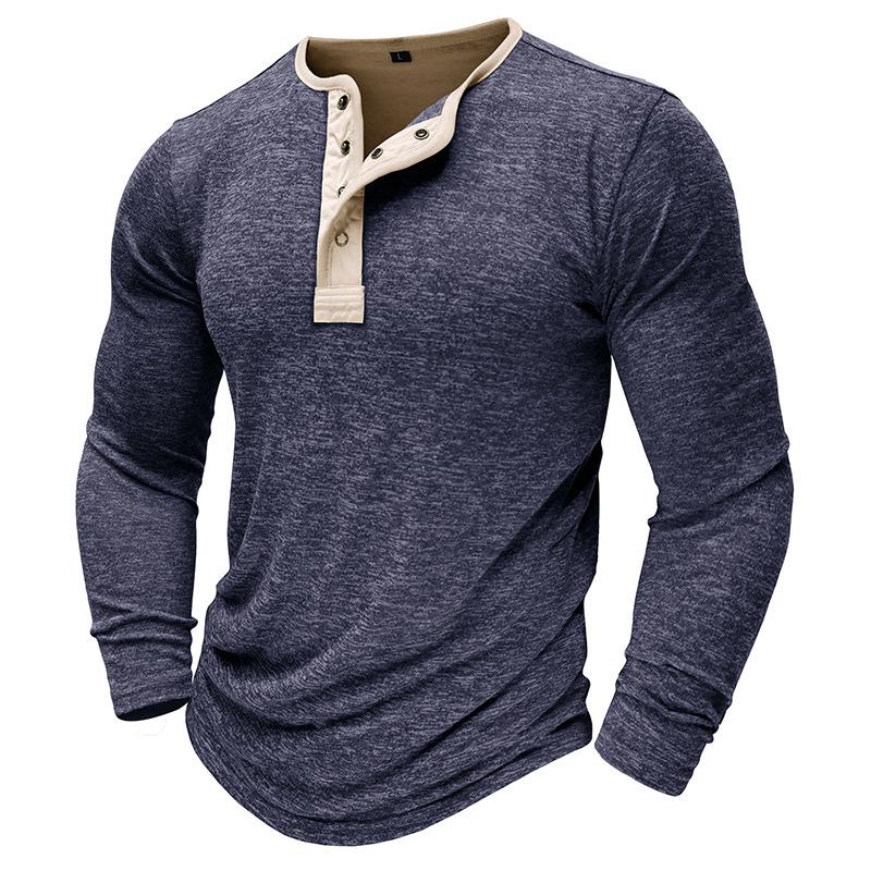 Men's Long Sleeve T-shirt Outdoor Bottoming Henley Shirt 67667932L