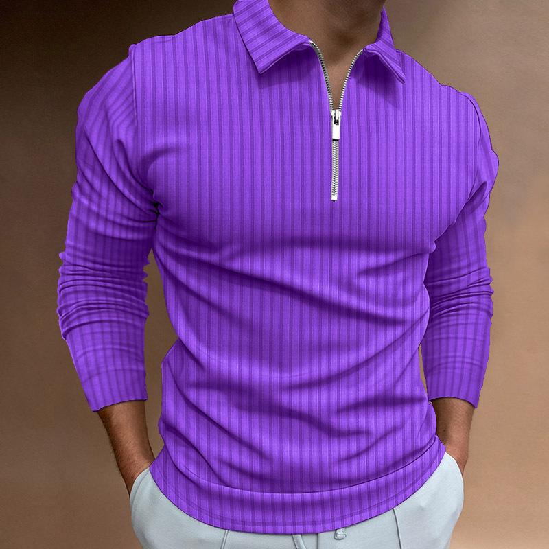 Men's Long Sleeve Striped Polo Shirt 29606050L