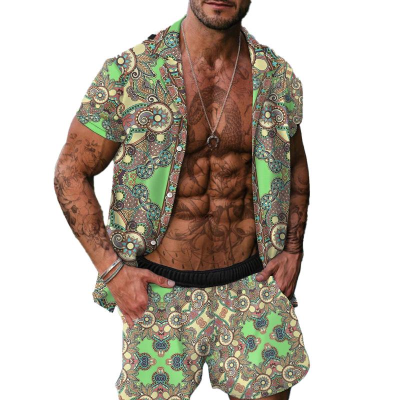 Men's Hawaiian Casual Two-Piece Set 28760263YM