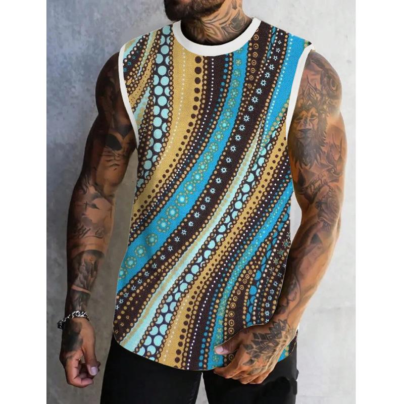 MEN'S SPRING/SUMMER PRINTED REGULAR FIT CREW NECK VEST 26579724YM