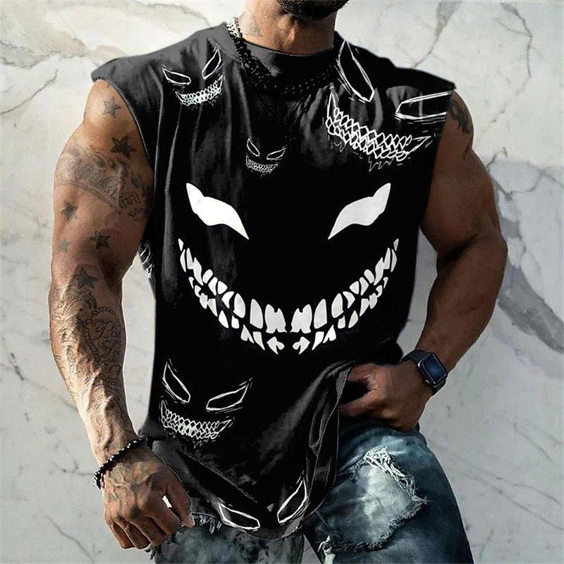 Men's 3D Printed Crew Neck Tank Top 42452111YY