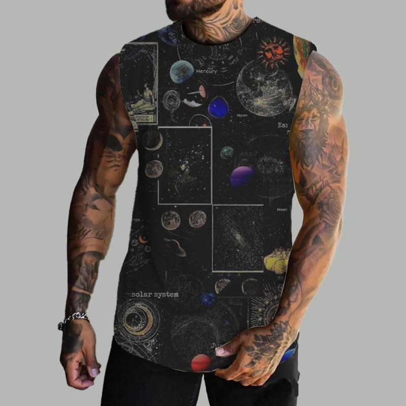 MEN'S BASIC PRINTED ROUND NECK VEST 77105653YM