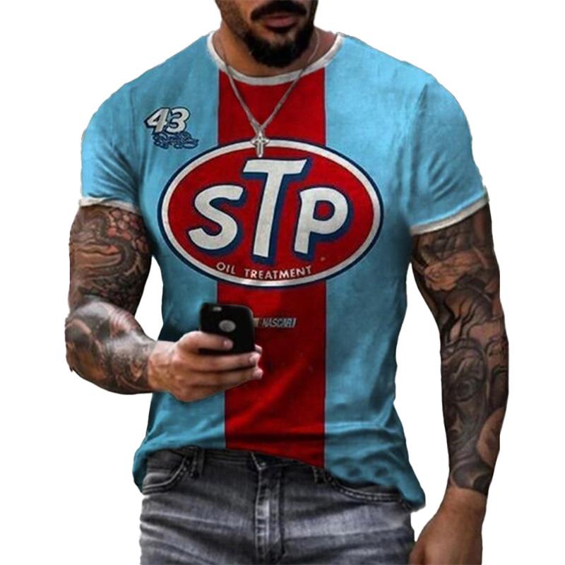 Men's Casual Motorcycle 3D Printing Loose Pullover Short-sleeved T-shirt 22437809YM