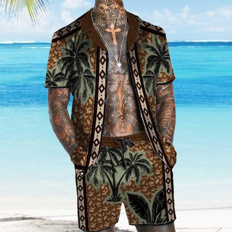 Men's Old-Money Hawaiian Short Sleeve Shirt Set 95039042YY