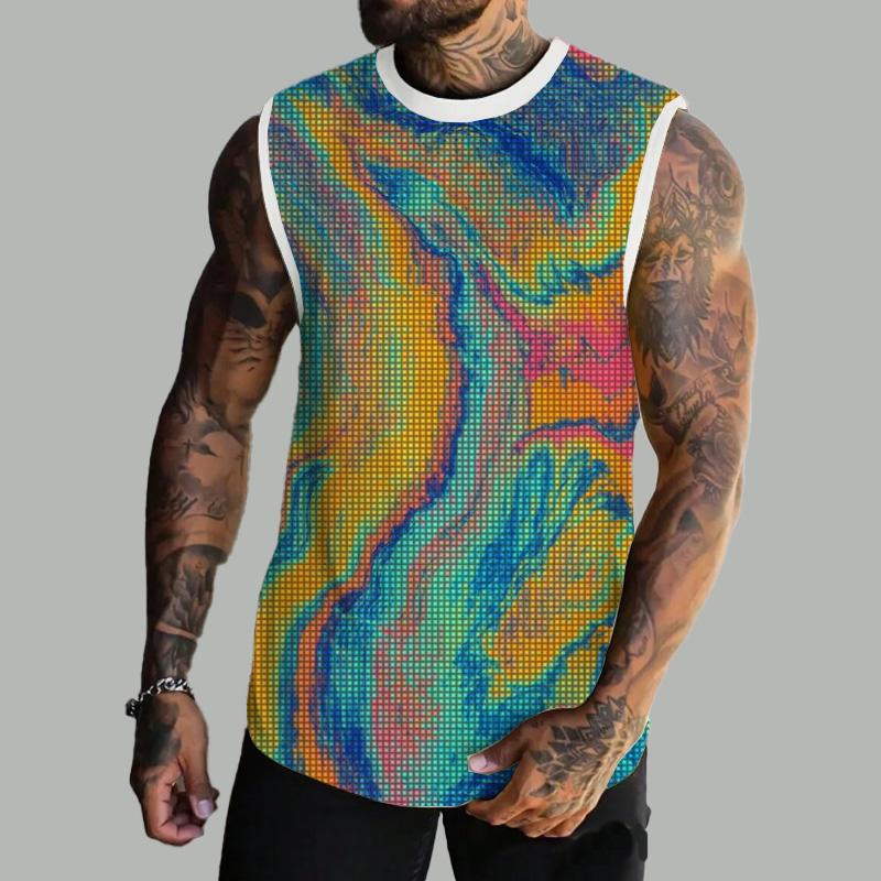 MEN'S BASIC PRINTED ROUND NECK VEST 65997076YM