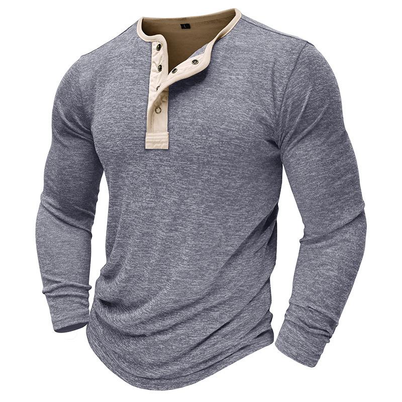 Men's Long Sleeve T-shirt Outdoor Bottoming Henley Shirt 67667932L