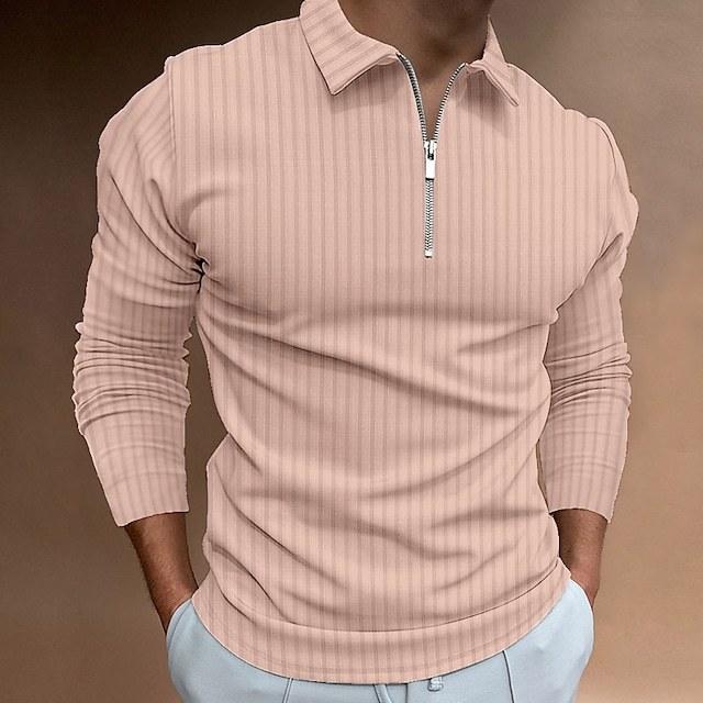 Men's Long Sleeve Striped Polo Shirt 29606050L