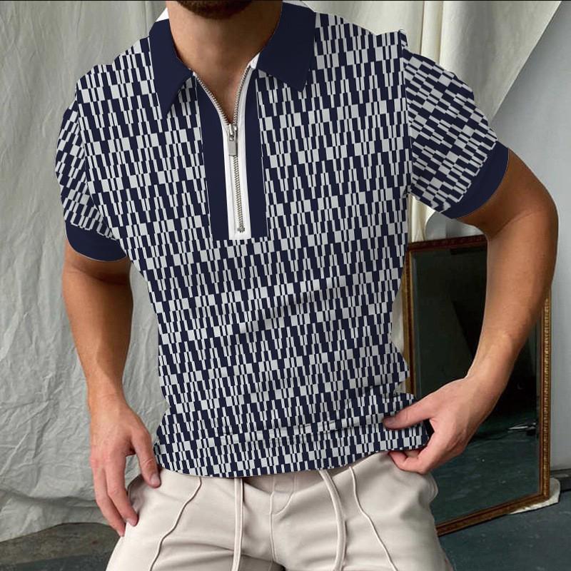 Men's Color Block Short Sleeve Polo Shirt 79501656YM