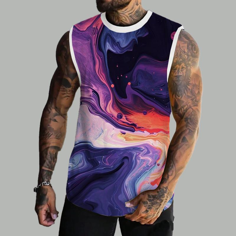 MEN'S BASIC PRINTED ROUND NECK VEST 48680953YM