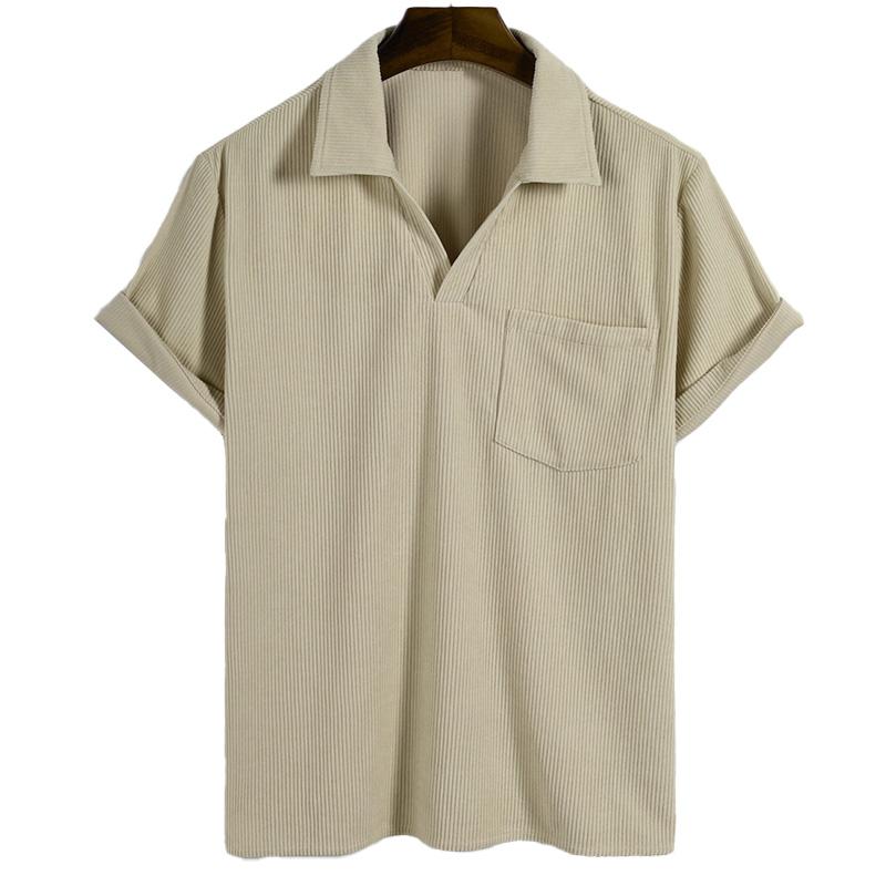 Men's Corduroy Lapel Short Sleeve POLO 54684052YM