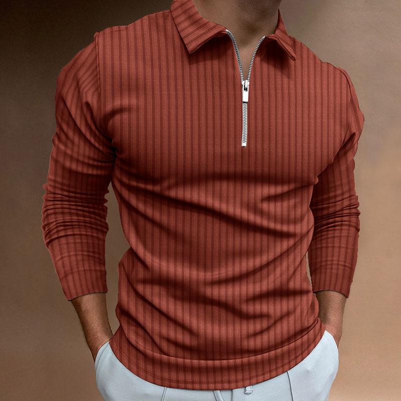 Men's Long Sleeve Striped Polo Shirt 29606050L