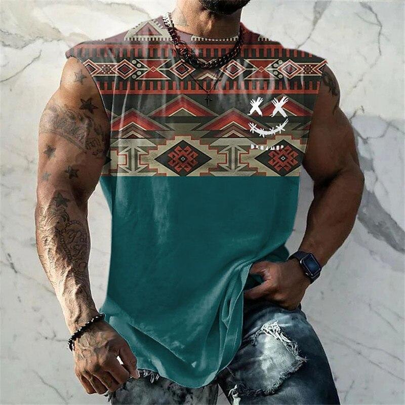 Men's 3D Printed Crew Neck Tank Top 60713534YY