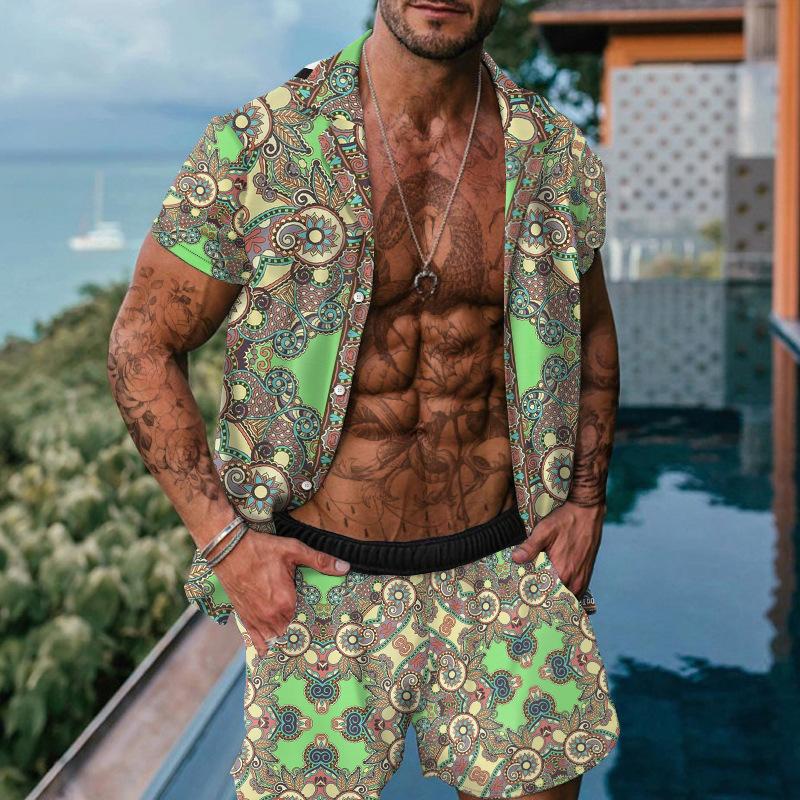 Men's Hawaiian Casual Two-Piece Set 28760263YM