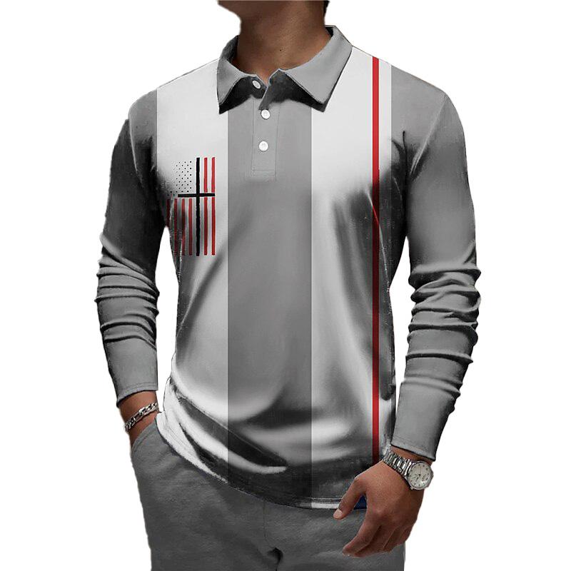 Men's Printed Long-sleeved POLO Shirt 73746931YM