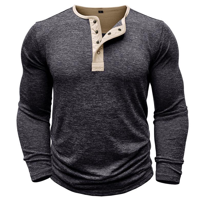 Men's Long Sleeve T-shirt Outdoor Bottoming Henley Shirt 67667932L