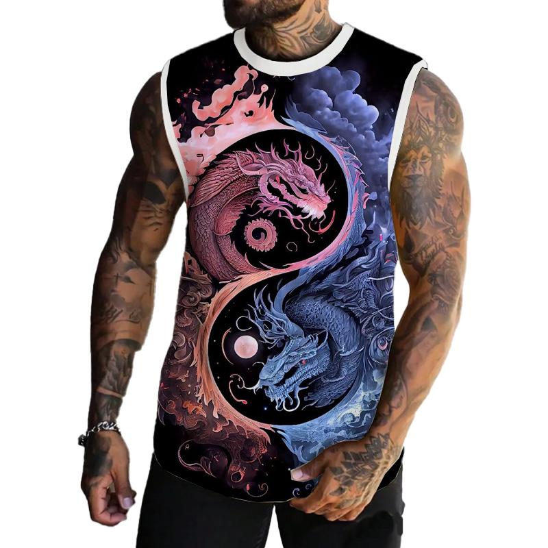 MEN'S BASIC PRINTED ROUND NECK VEST 37797019YM