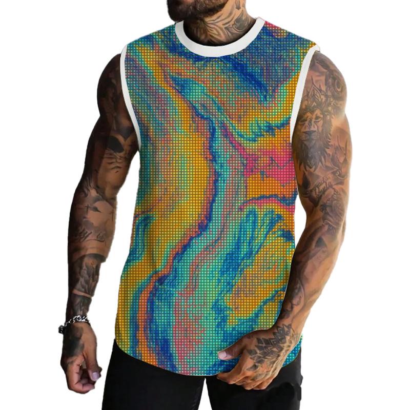 MEN'S BASIC PRINTED ROUND NECK VEST 65997076YM