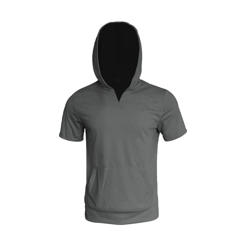 Men's Loose Casual Hoodie Sports Short Sleeve T-Shirt 01323485YM