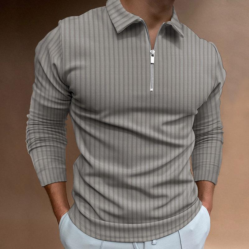 Men's Long Sleeve Striped Polo Shirt 29606050L