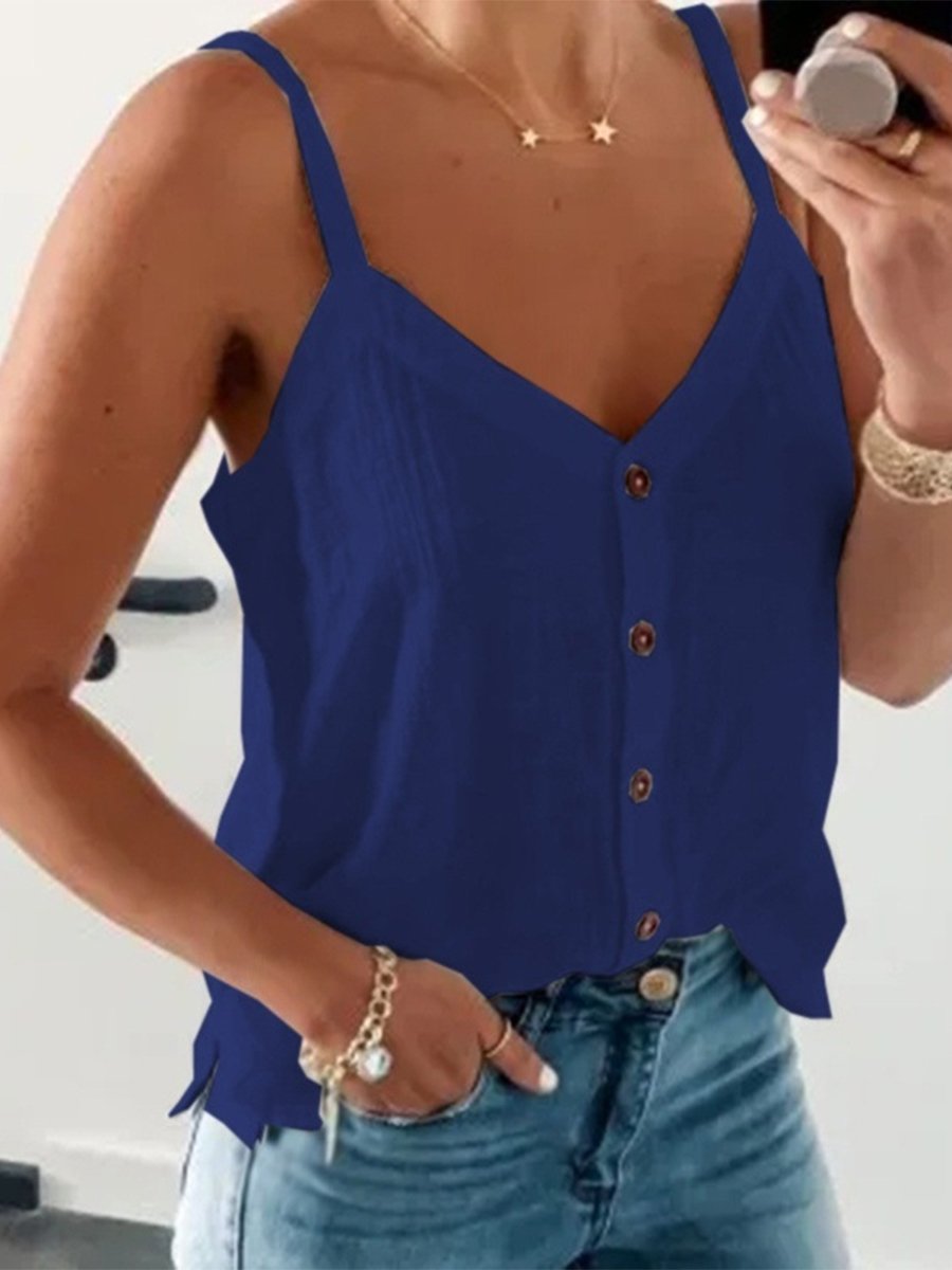 Stylish V-neck Solid Color Vest Summer Top