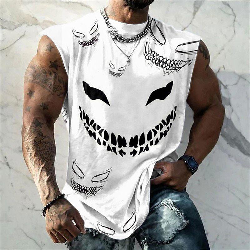 Men's 3D Printed Crew Neck Tank Top 42452111YY