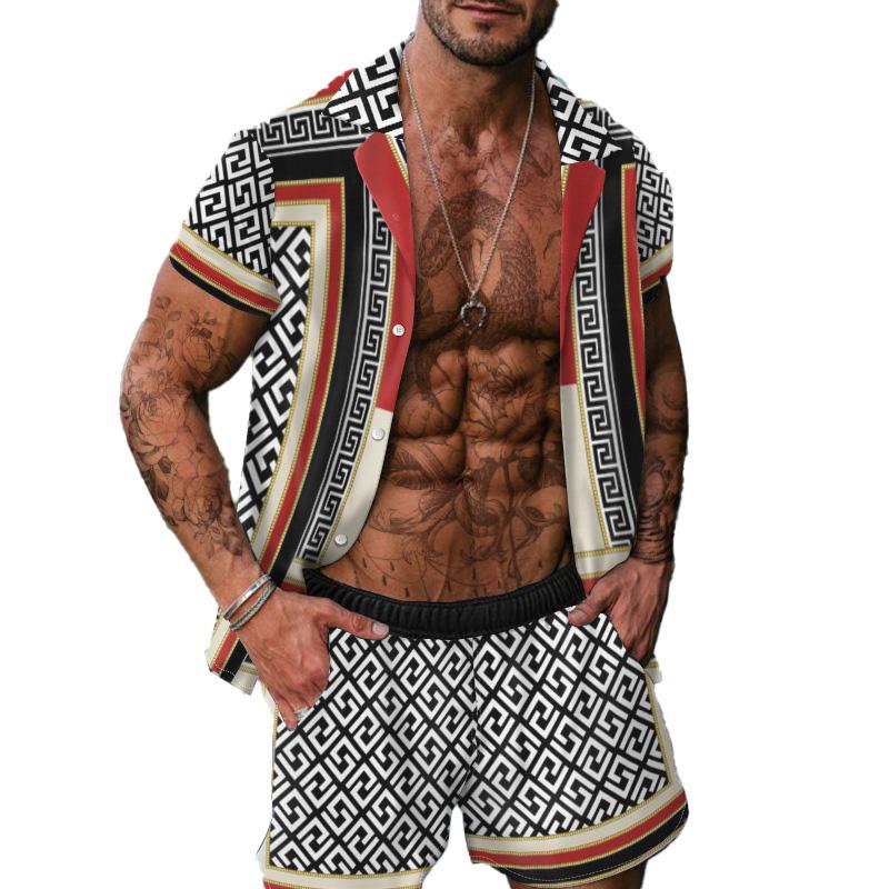 Men's Hawaiian Casual Two-Piece Set 28760263YM