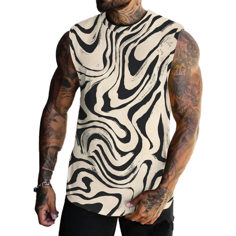 MEN'S BASIC PRINTED ROUND NECK VEST 23087188YM