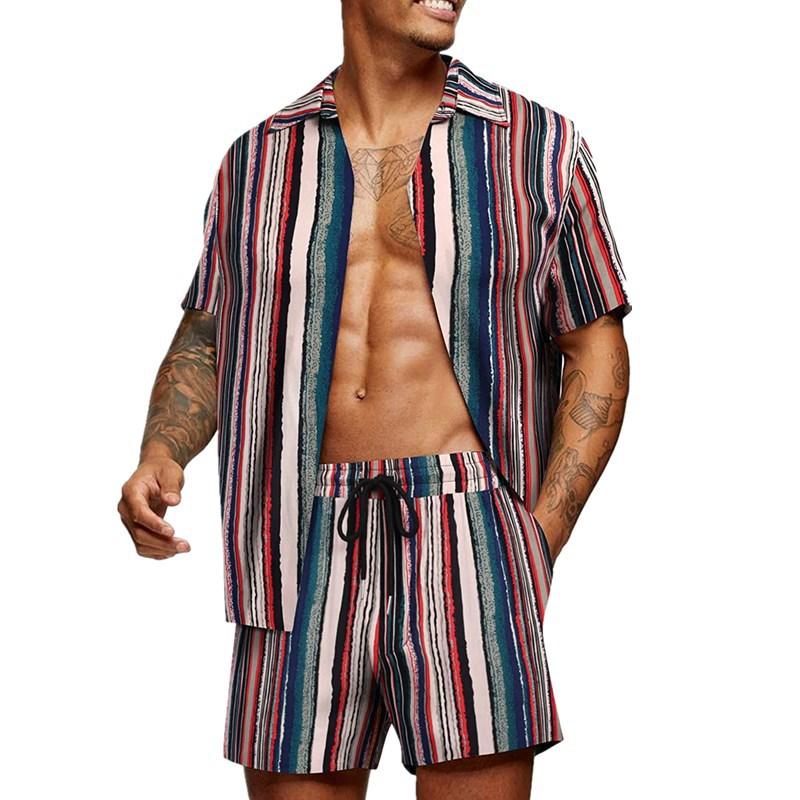 Summer New Hawaiian 3D Printing Casual Suit 17089022L